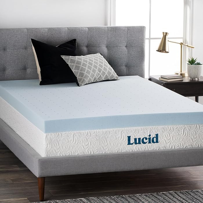 LUCID 4 Inch Gel Memory Foam Mattress Topper-Ventilated Design-Ultra Plush-King | Amazon (US)