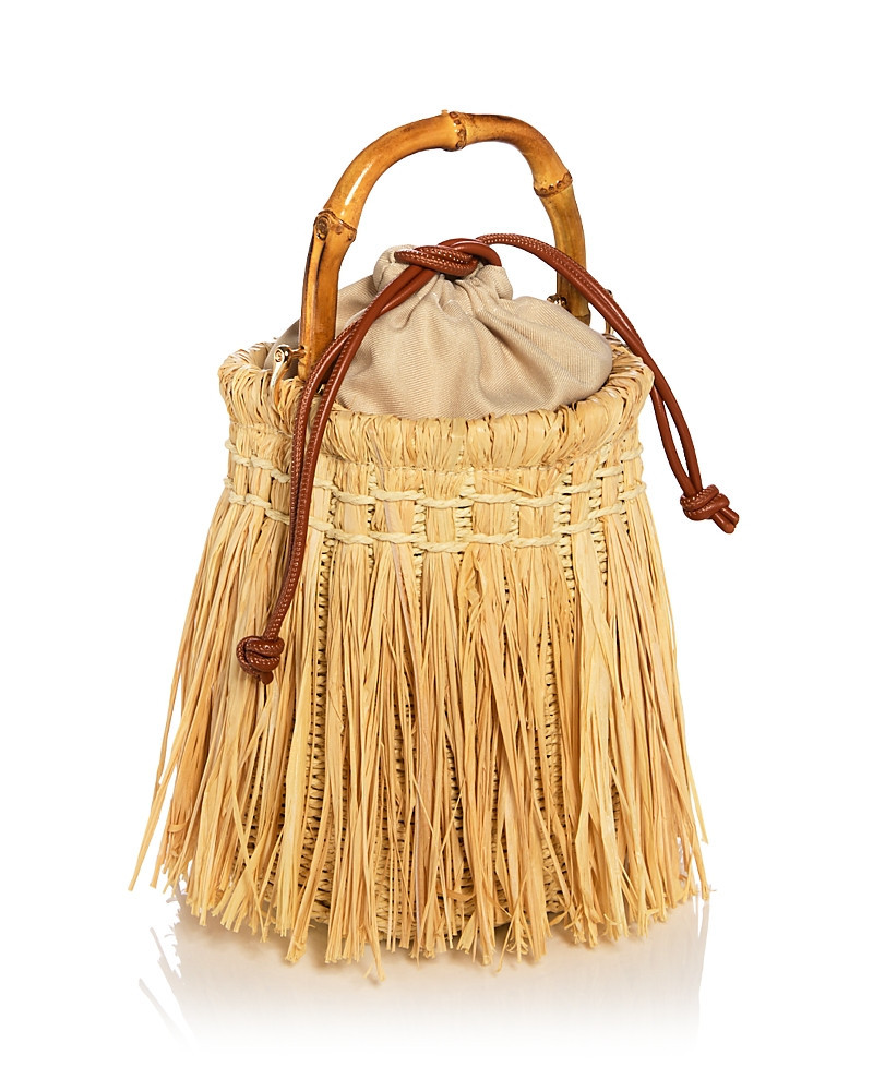 Aqua Fringed Straw Bucket Bag - Exclusive | Bloomingdale's (US)