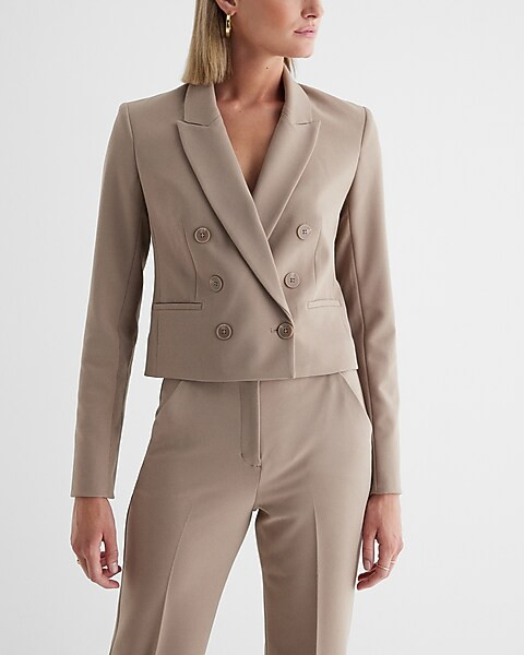 Editor Double Breasted Cropped Blazer | Express