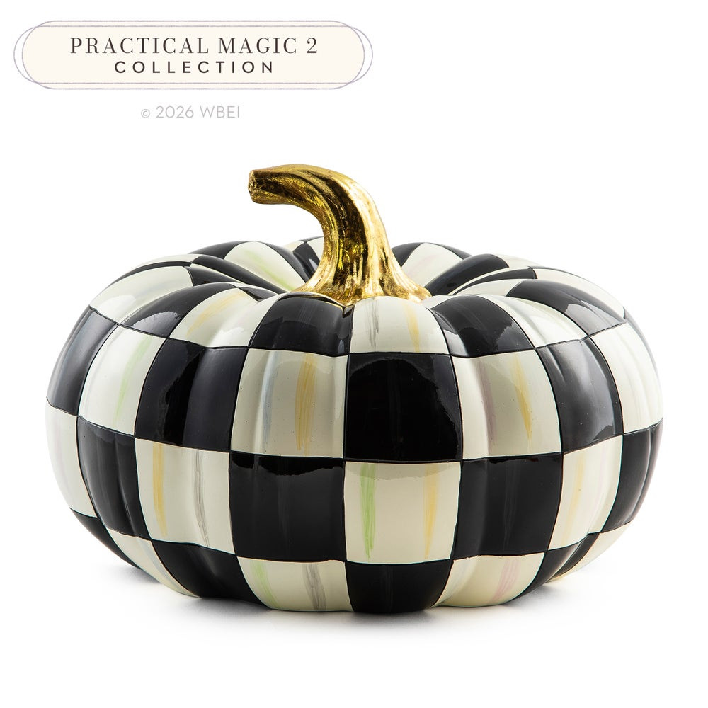 Courtly Check Squashed Glossy Medium Pumpkin | MacKenzie-Childs