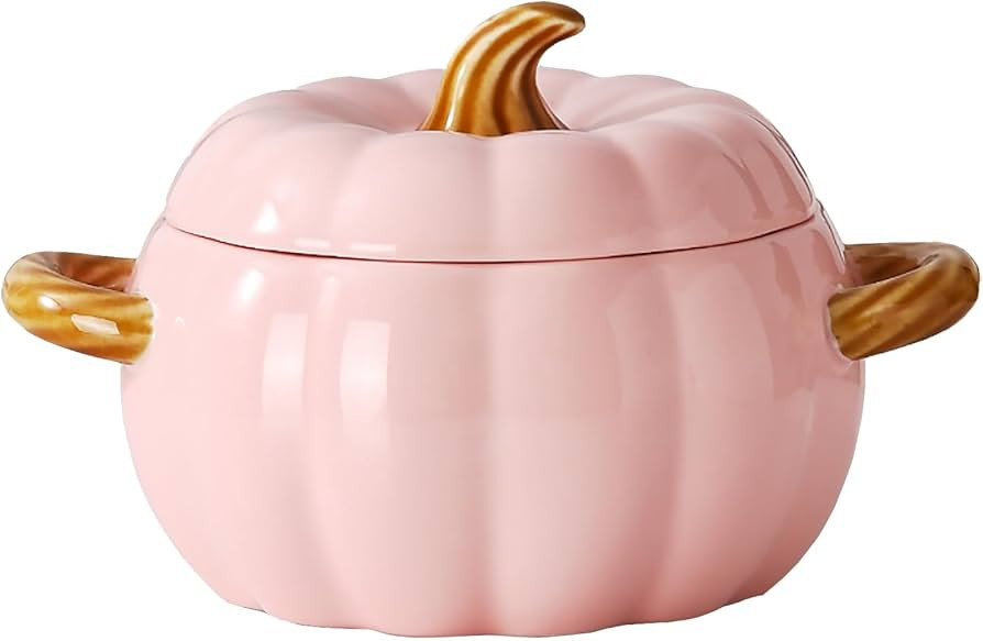Dutch Oven Pot with Lid, 1.7 Quarts Cute Ceramic Pumpkin Bowl Mini Baking Dish, Dessert Saucepan ... | Amazon (US)