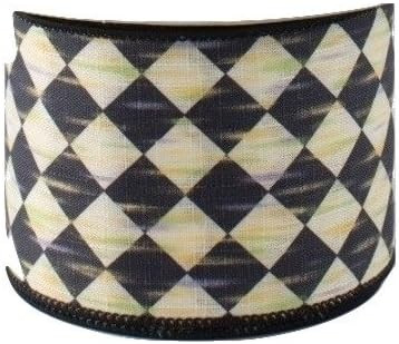 Black and Cream Checkered Harlequin Wired Ribbon 2.5" Wide x 10 Yards | Amazon (US)
