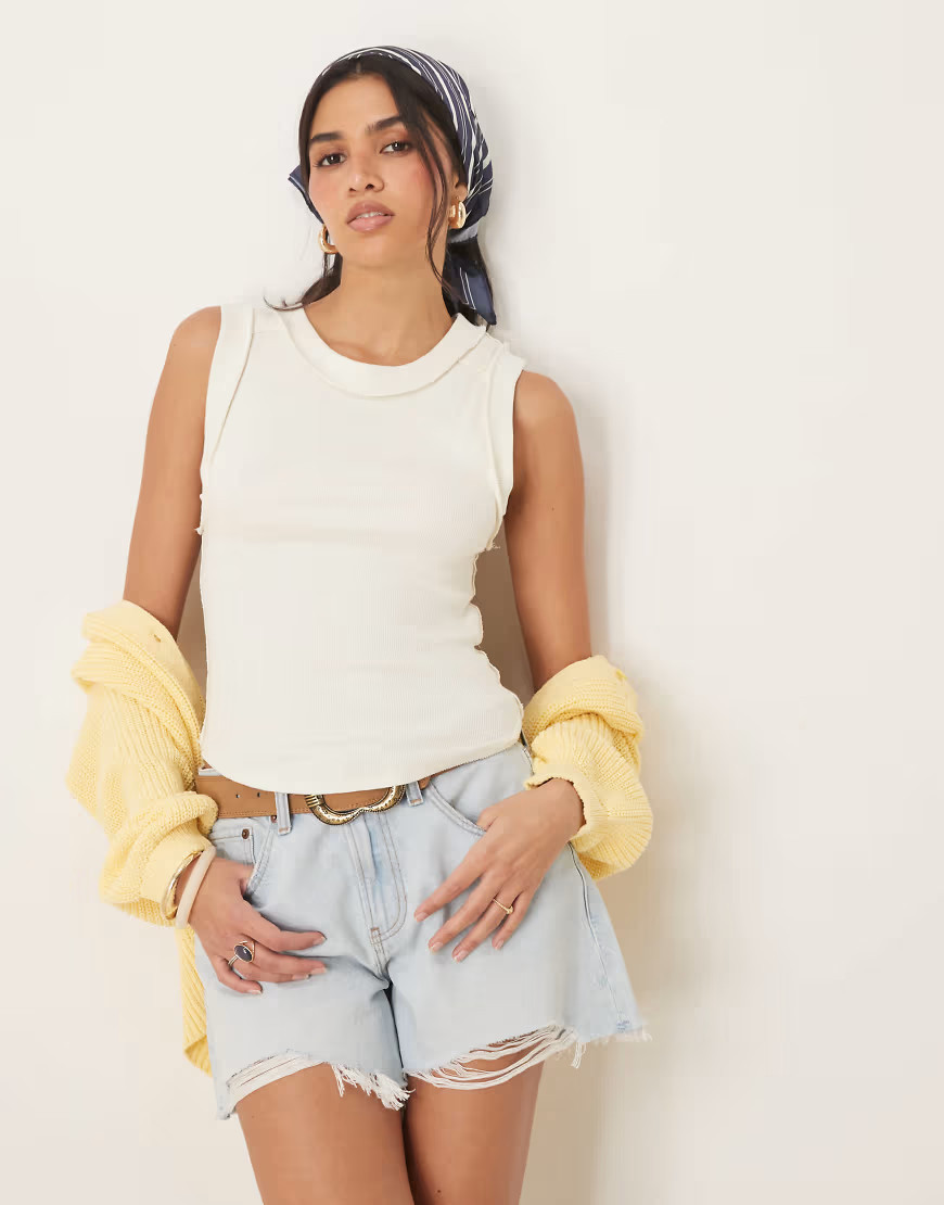 Free People kate tank top in ivory-White | ASOS (Global)