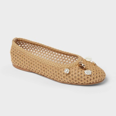 Women's Penelope Woven Ballet Flats - A New Day™ Natural 8.5 | Target