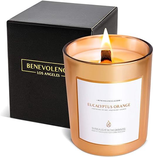 Benevolence Candles Eucalyptus Orange Wood Wick Candles, Spring Scented Candles for Women | 8 Oz ... | Amazon (US)