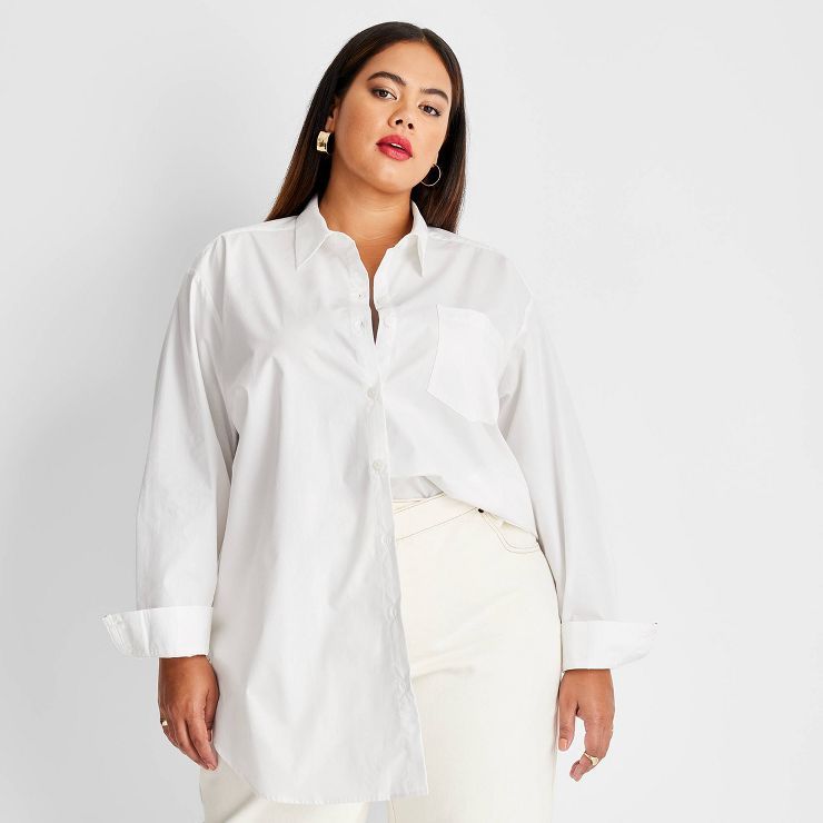 Women's Long Sleeve Button-Down Shirt - Future Collective™ with Kahlana Barfield Brown | Target