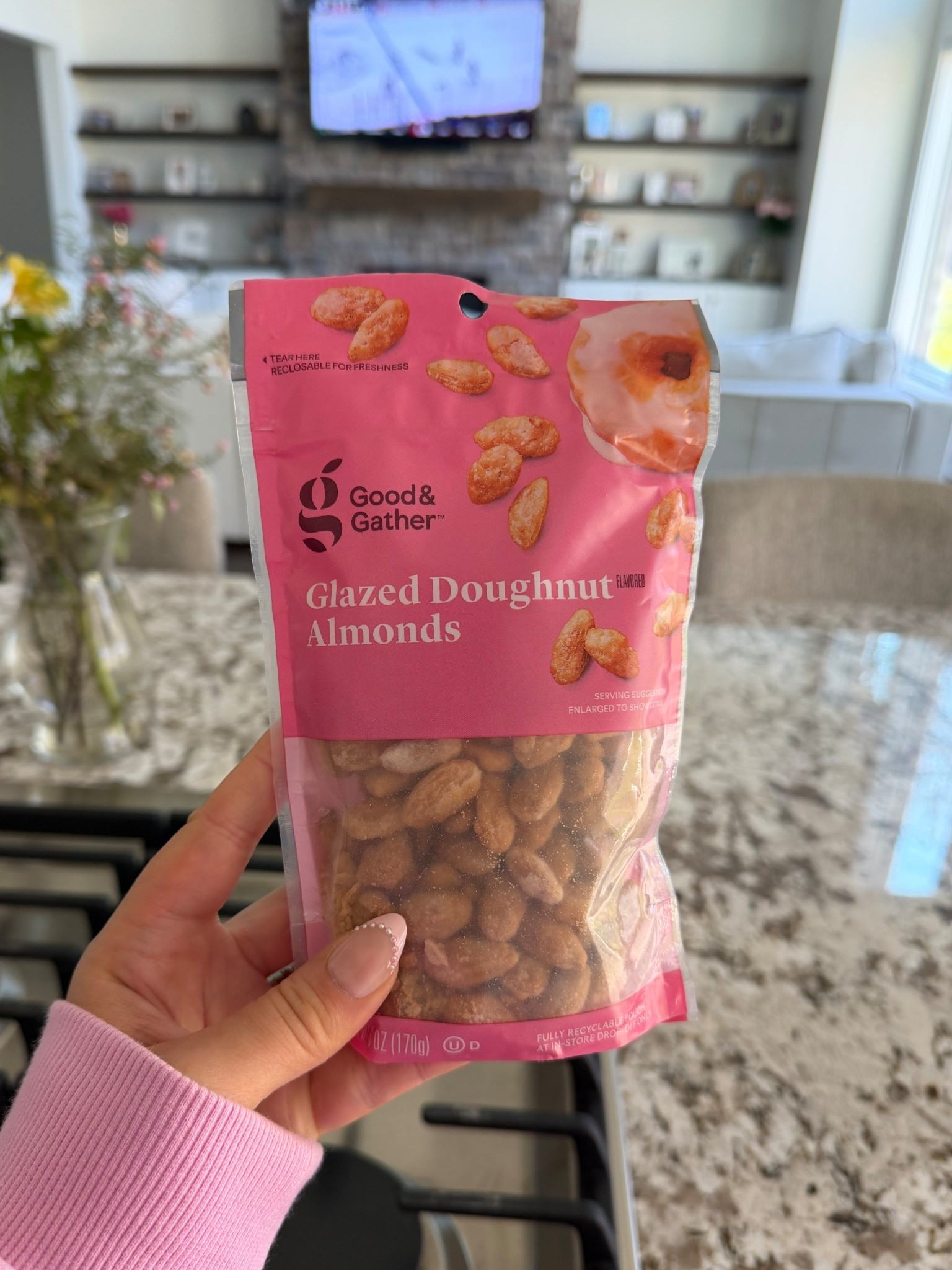 Not usually a huge almond lover, but these are pretty good.😋🍩 Kait likes the thin dark chocolate! 