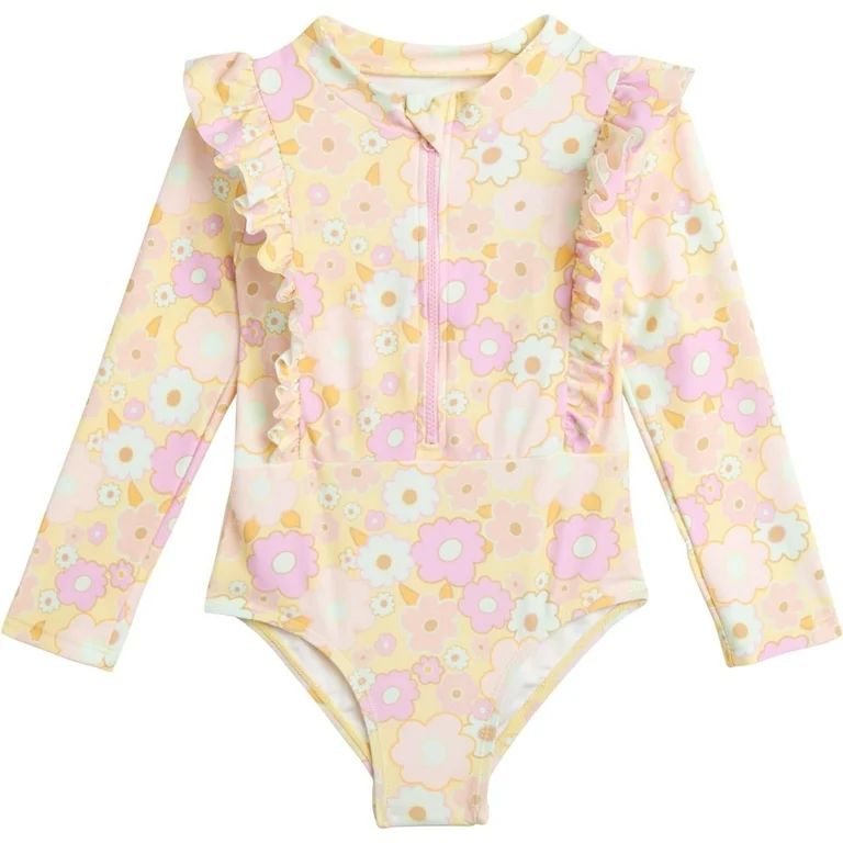 Jessica Simpson Baby Girls' One Piece Bathing Suit - UPF 50+ Quick Dry Long Sleeve Quarter Zip Ra... | Walmart (US)