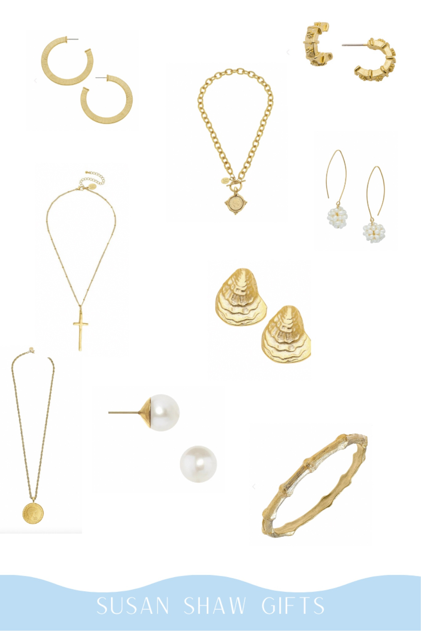 Classic and timeless gold earrings.  Queen Elizabeth coin necklace, Princess Diana necklace, pearls, oysters.  Perfect for a southern lady!   

#LTKGiftGuide #LTKunder100 #LTKunder50