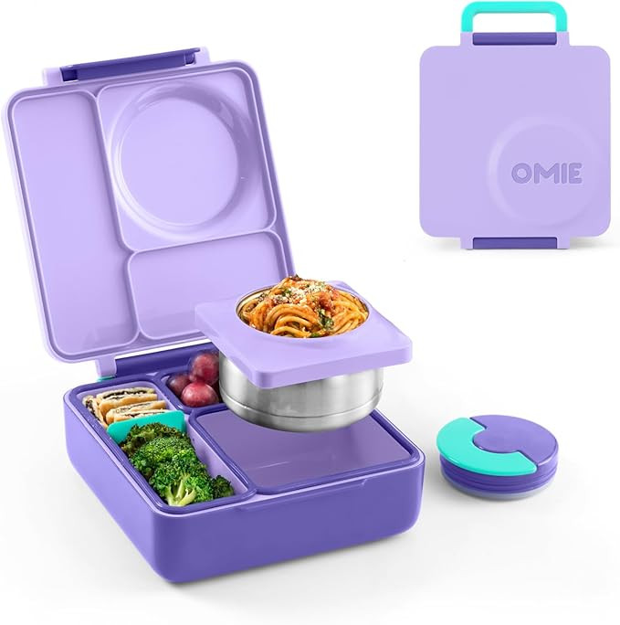 Omie OmieBox Insulated Bento Lunch Box with Leak Proof Thermos Food Jar-3 Compartments, Two Tempe... | Amazon (US)