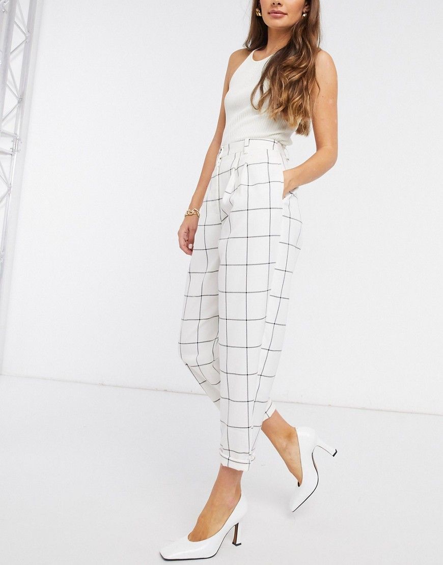 Topshop windowpane trouser in mono-Multi | ASOS (Global)