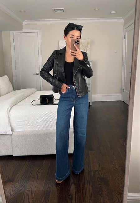 These flattering jeans were just restocked! Runs a little long if you’re very petite , and a little loose at my waist 

these also come in a cropped style with good reviews , linked below!

For winter I’d do an ankle boot with these 

• Allsaints Dalby leather jacket - A timeless leather moto jacket that I've had for a few years. The 00 is a snug fit as Allsaints jackets run small.

•Gap trouser jeans 24P (very flattering and on trend cut but FYI runs long so I’m 5 feet tall wearing with platforms. Waist is also a little loose on me. 

•BP cropped tank xxs, sold out but linked similar. 

• Schutz platform sandals 5.5, linked a sale pair that is very similar and lightweight 

•BP $15 sunglasses - good fit and value, I have 2 pairs 

•YSL bag 

#petite leather moto jacket and jeans finds


#LTKSeasonal #LTKstyletip #LTKfindsunder100
