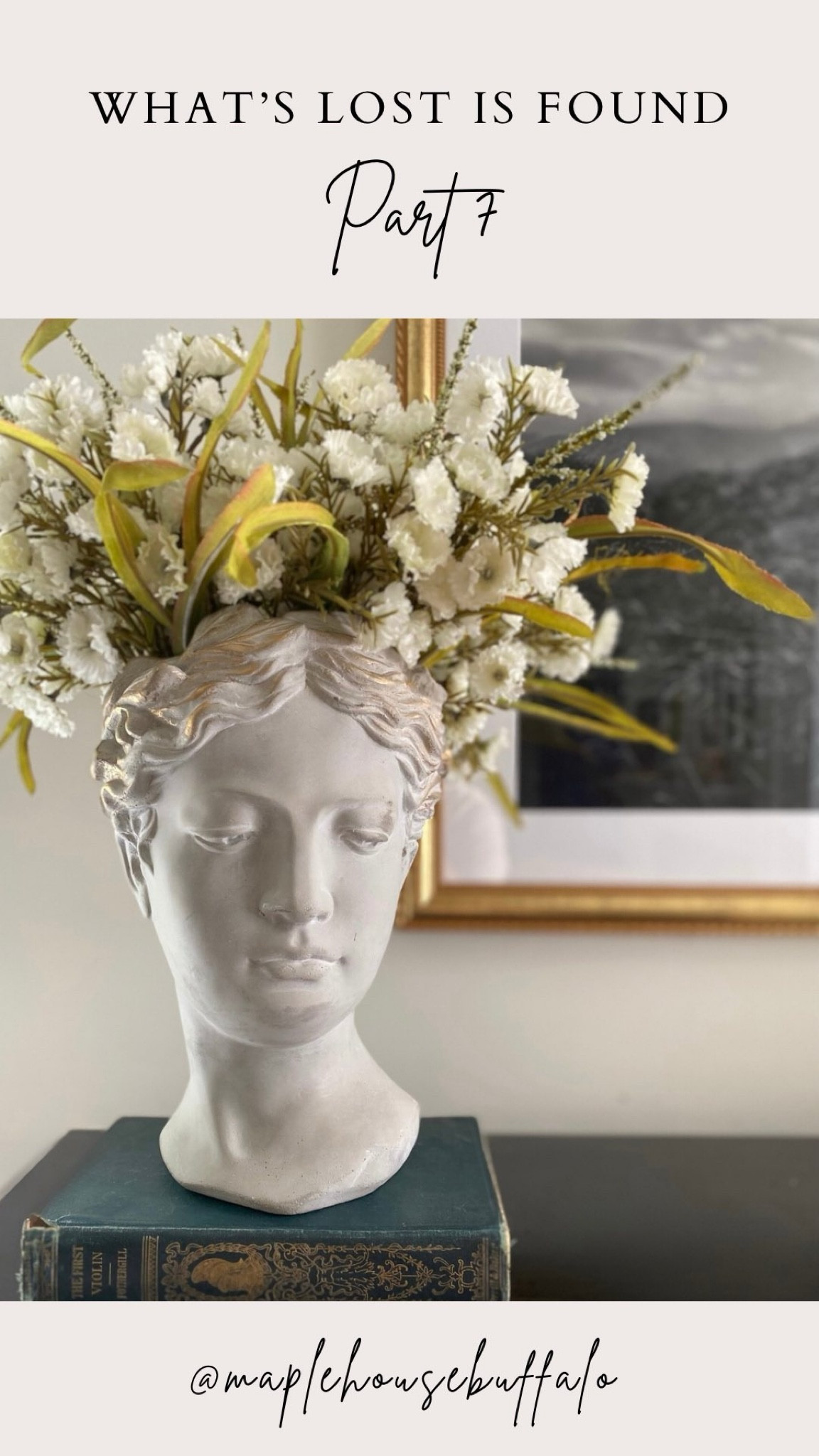 Part 7
What’s Lost is Found

Here I’ve sourced items that are either exact or inspired by my vintage finds so that you have the opportunity to style them in your own home!



1. Vintage Grecian bottle opener 
2. Vintage hard cover book
3. Vintage Mayflower red floral plate
4. Large Grecian bust planter