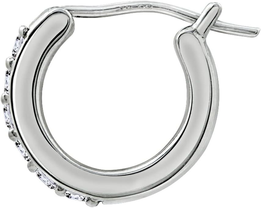Amazon Collection Platinum or Gold Plated Sterling Hoop Earrings set with Round Cut Infinite Elem... | Amazon (US)