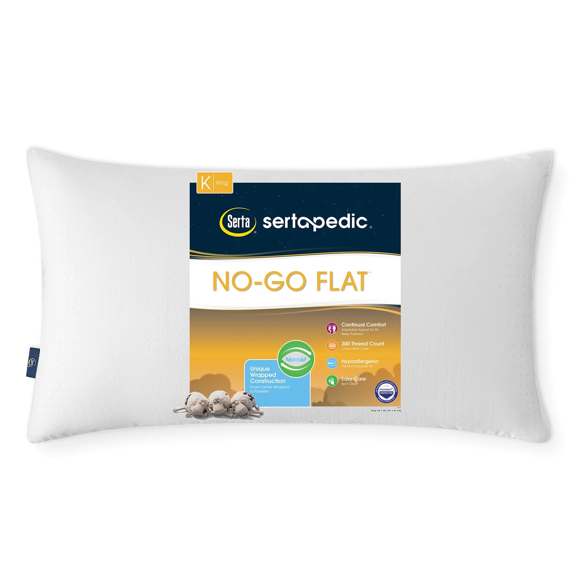 Sertapedic No-Go-Flat Bed Pillow, King - Walmart.com | Walmart (US)