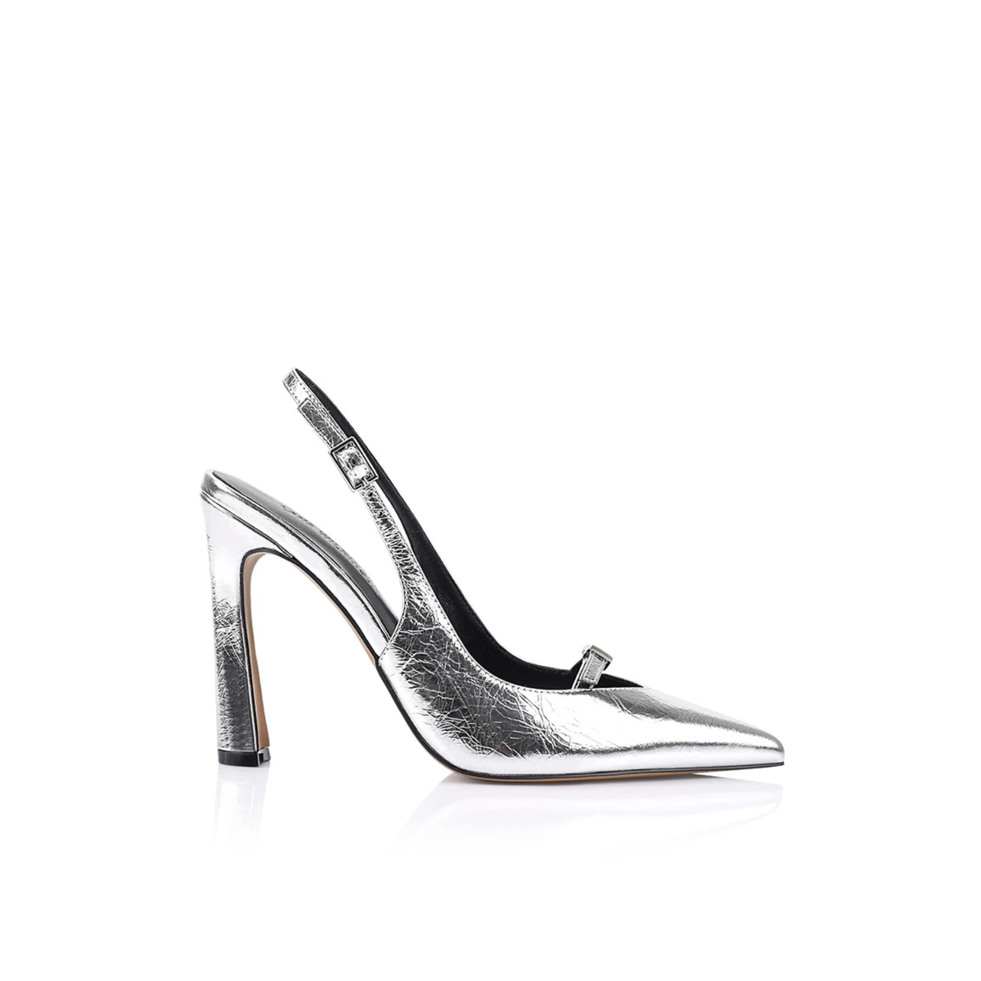 Naomi Pump Silver Metallic Leather | Lana Wilkinson