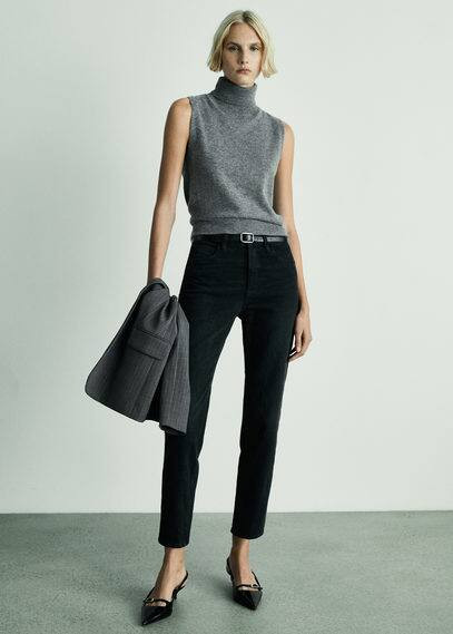 MANGO - Newmom comfort high-rise jeans black denim - 1 - Woman | Mango Canada