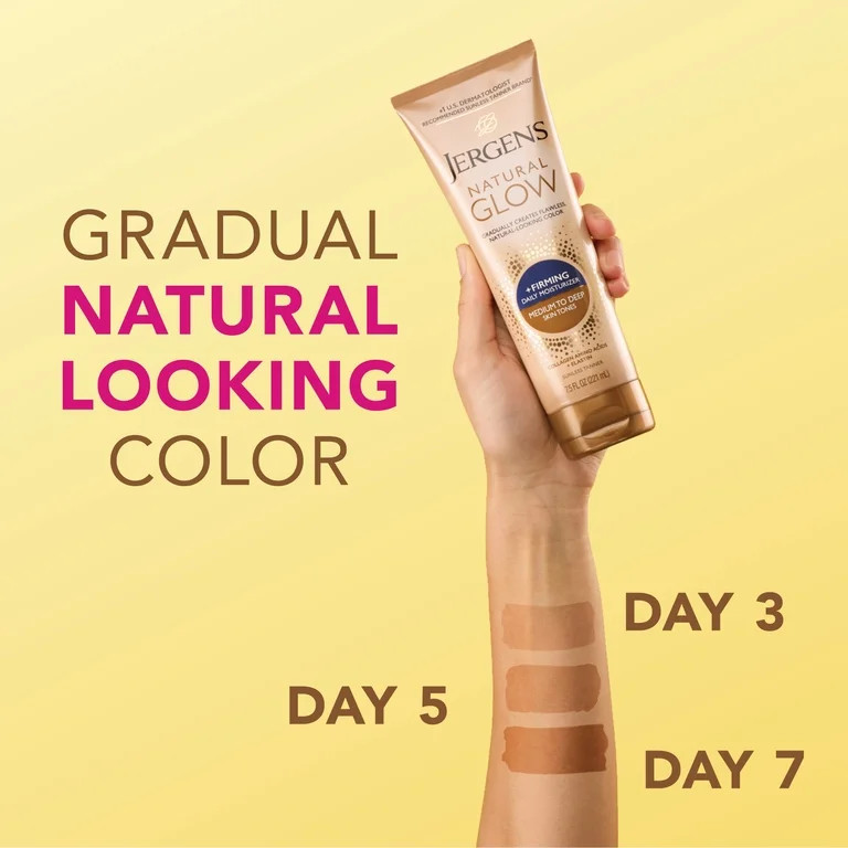 Jergens Natural Glow Firming Daily Moisturizer Medium to Tan Sunless Self Tanner Lotion, 7.5 fl o... | Walmart (US)