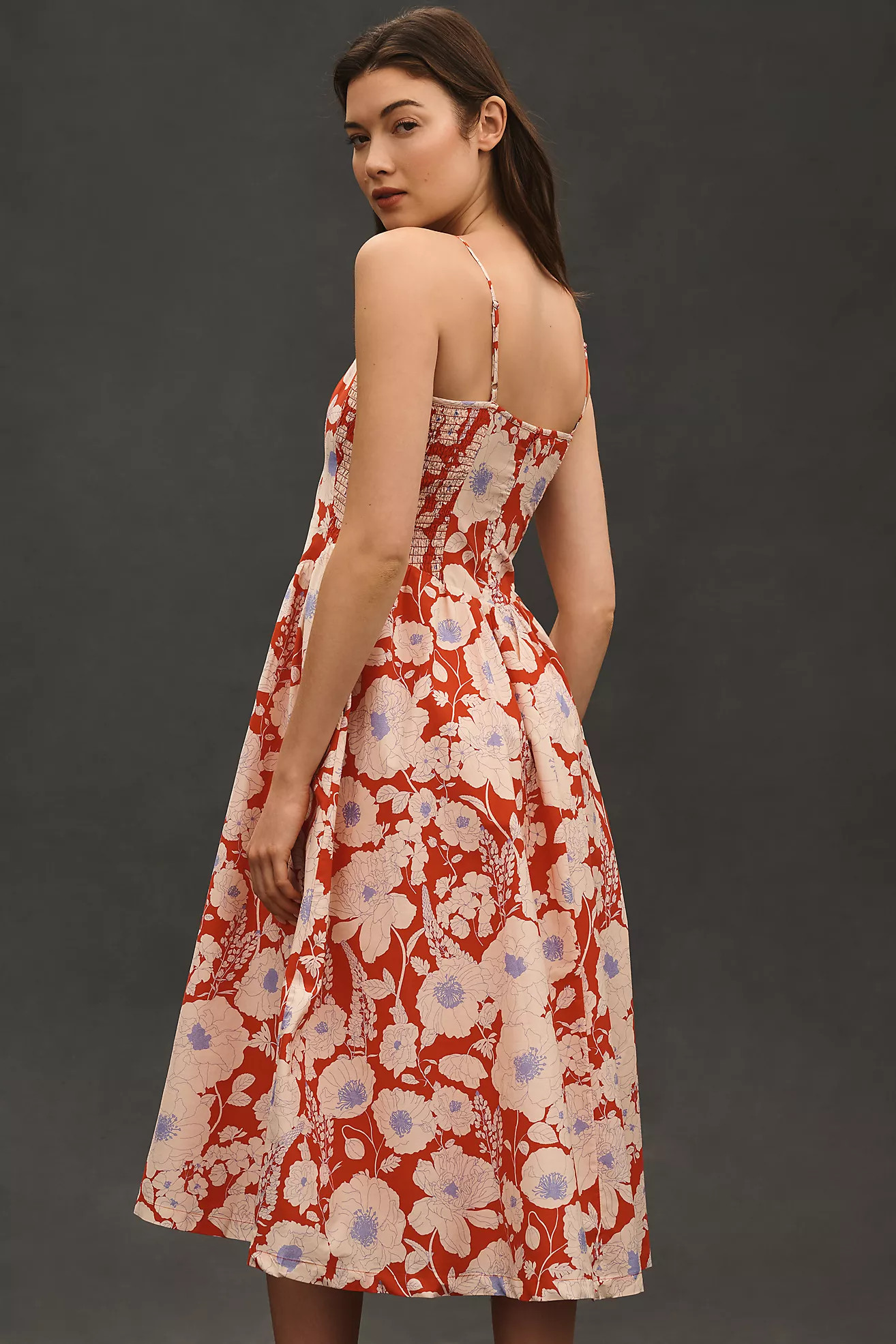 Maeve Sleeveless Square-Neck Drop-Waist Midi Dress | Anthropologie (US)