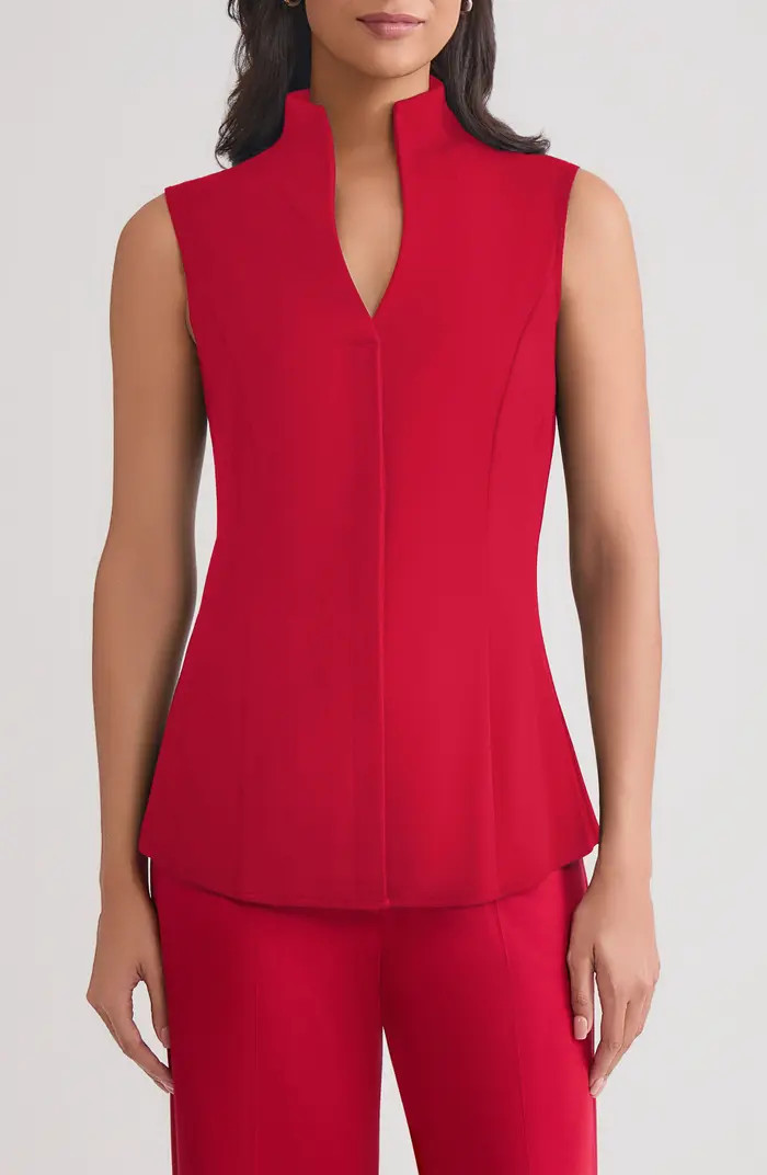 Pima Cotton Sleeveless Stand Collar Shirt | Nordstrom
