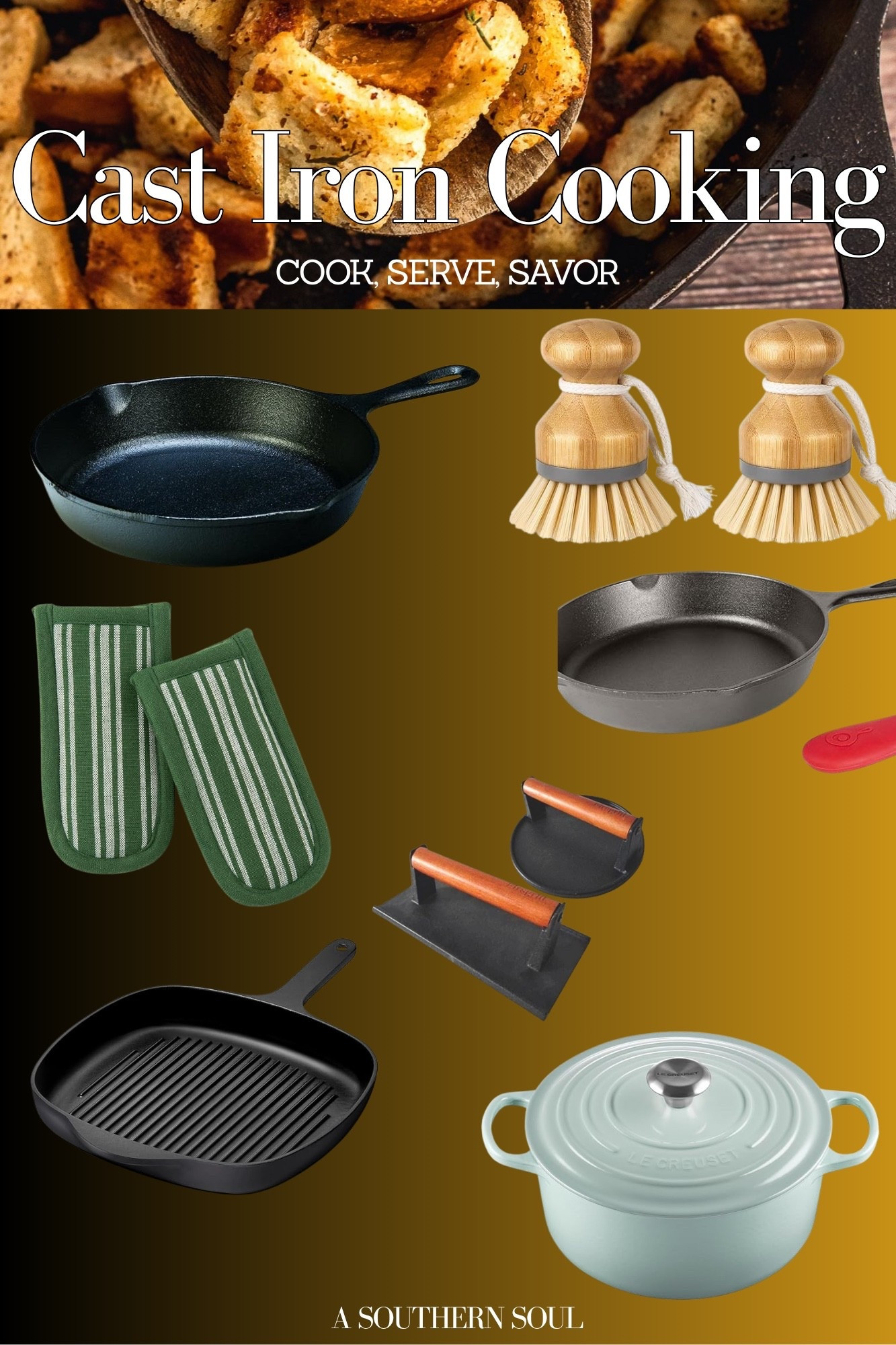 Everything you need to start your cast iron cooking journey! 
