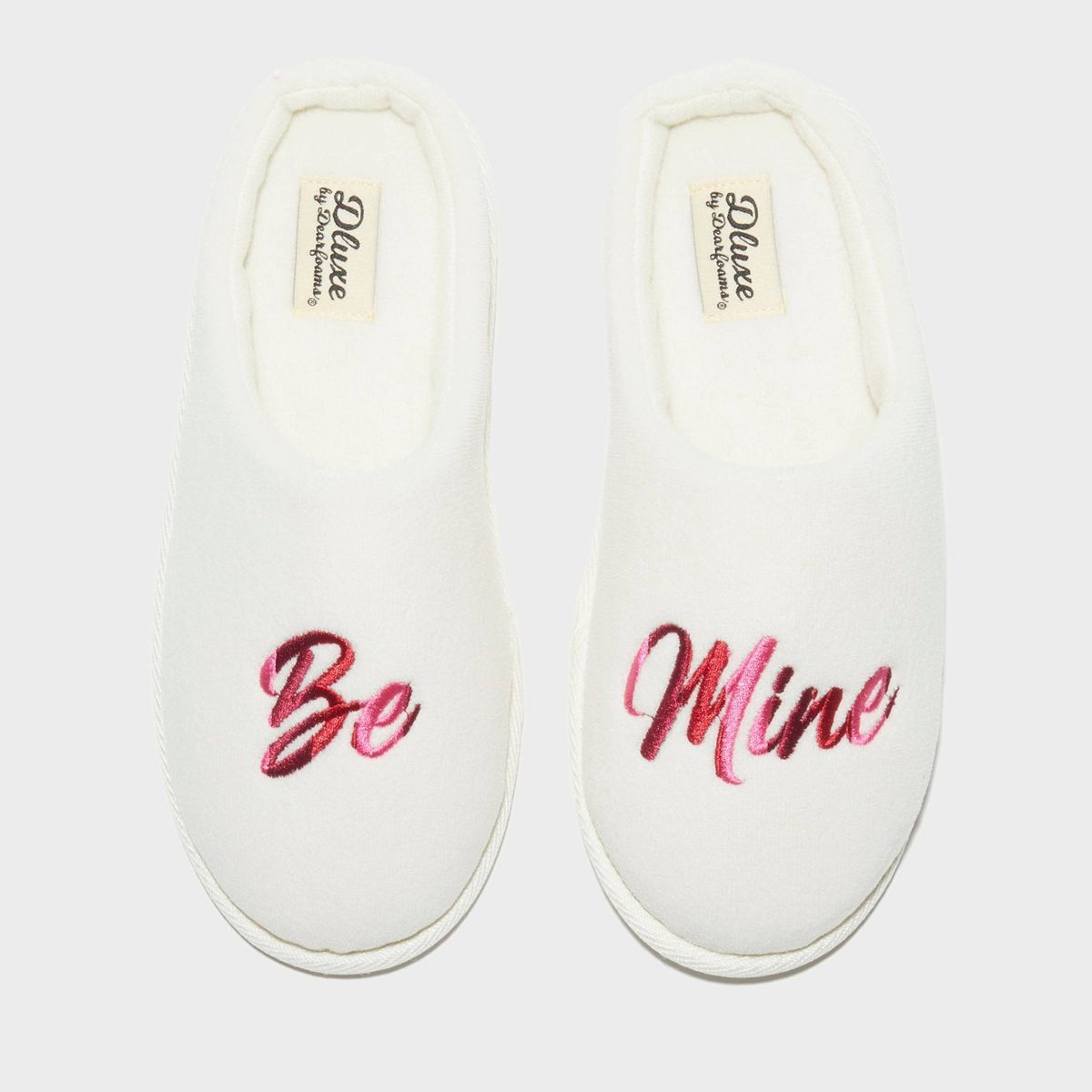 dluxe by dearfoams Women's Valentine's Day Be Mine Slide Slippers - Ivory | Target