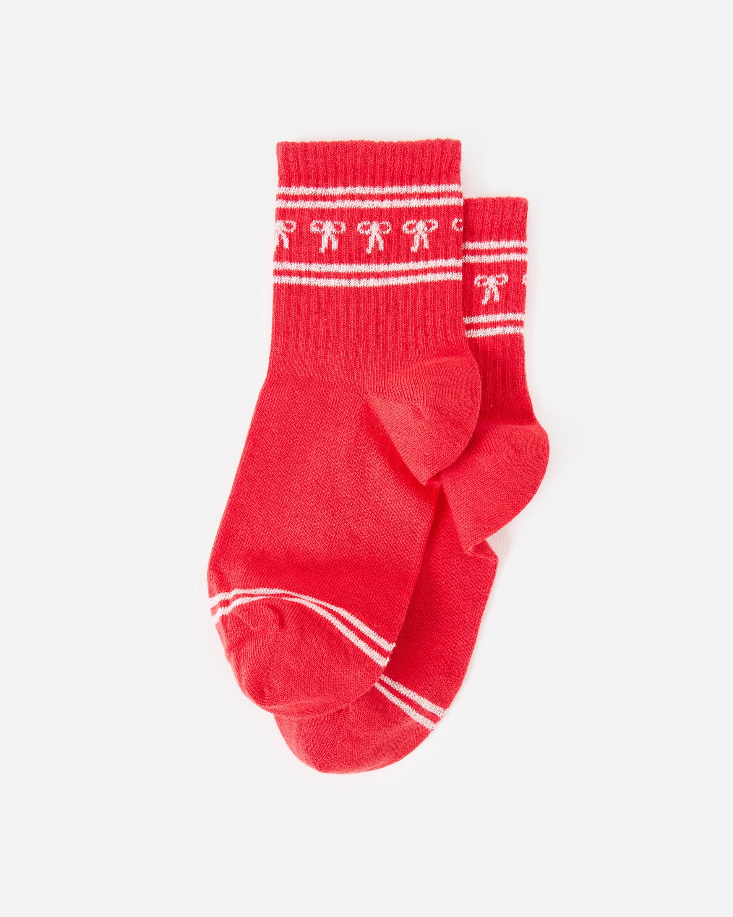 Red & Cream Bow Sporty Ankle Socks | Oliver Bonas | Oliver Bonas (Global)