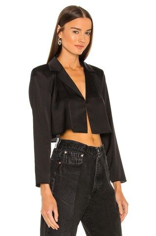 L'Academie The Leona Crop Blouse in Black from Revolve.com | Revolve Clothing (Global)