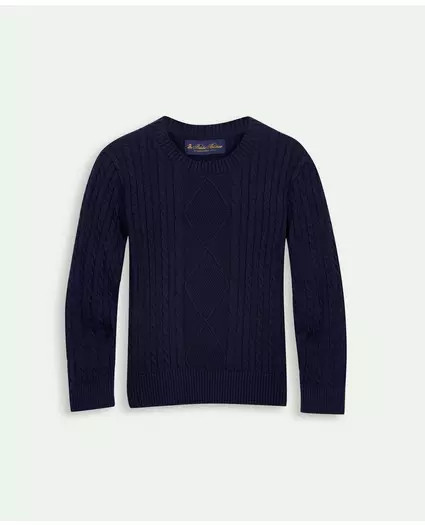 Boys Cotton Cable Crewneck Sweater | Brooks Brothers