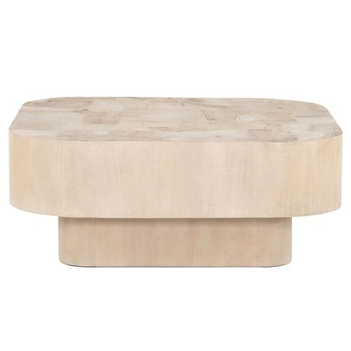 Blake Rustic Lodge Beige Burl Wood Block Square Coffee Table | Kathy Kuo Home