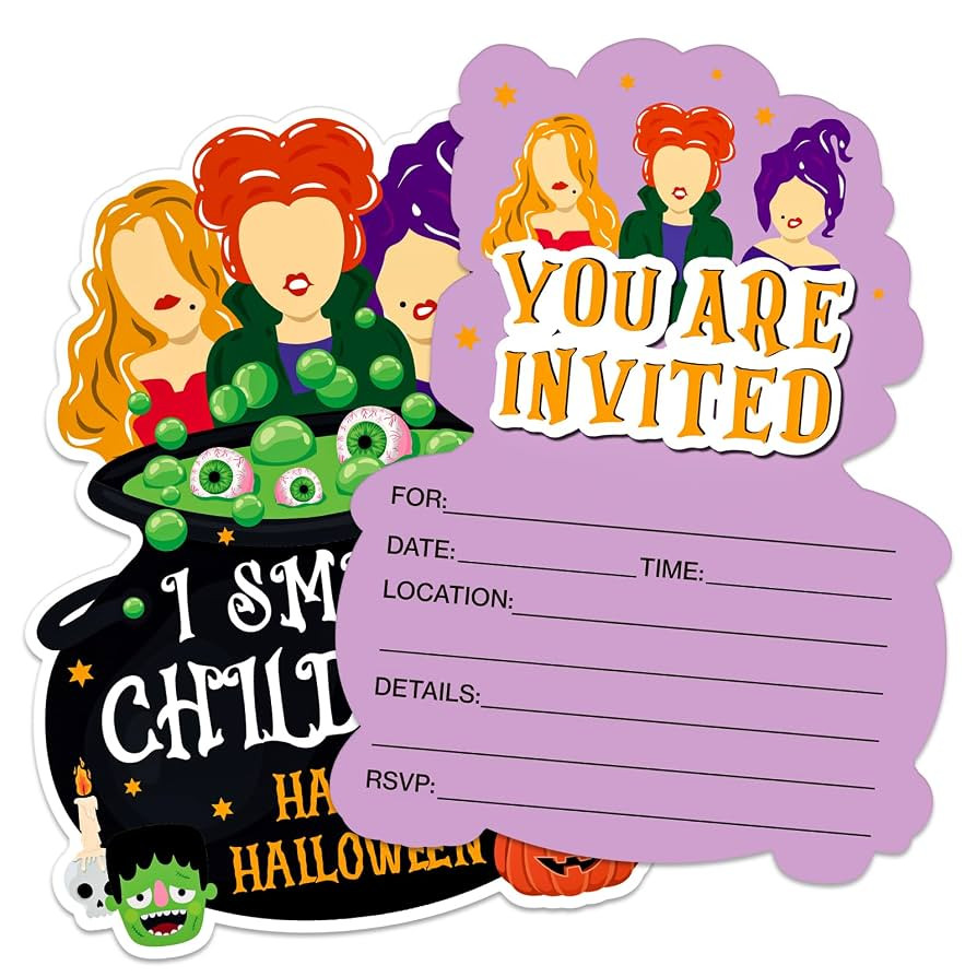 Halloween Party Invitation Cards with Envelopes - 12 Pack Hocus Pocus Halloween Invitations for K... | Amazon (US)