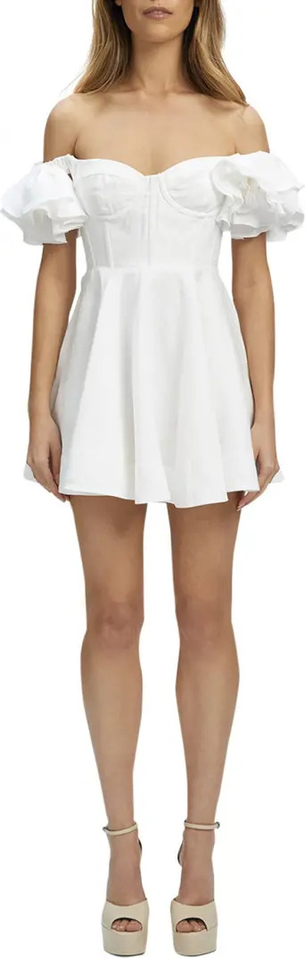 Bardot Sigma Corset Off the Shoulder Linen Minidress | Nordstrom | Nordstrom
