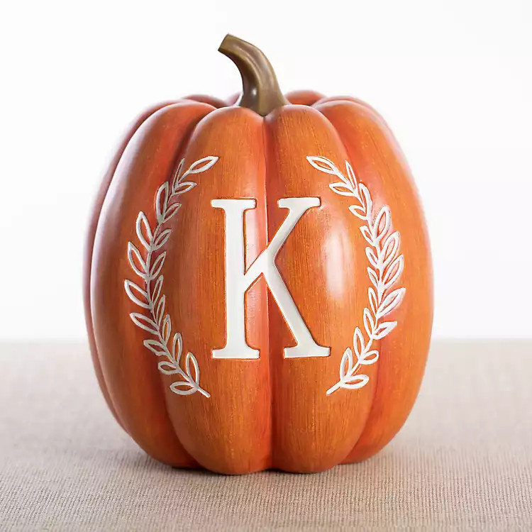 Orange Monogram K Pumpkin Statue | Kirkland's Home