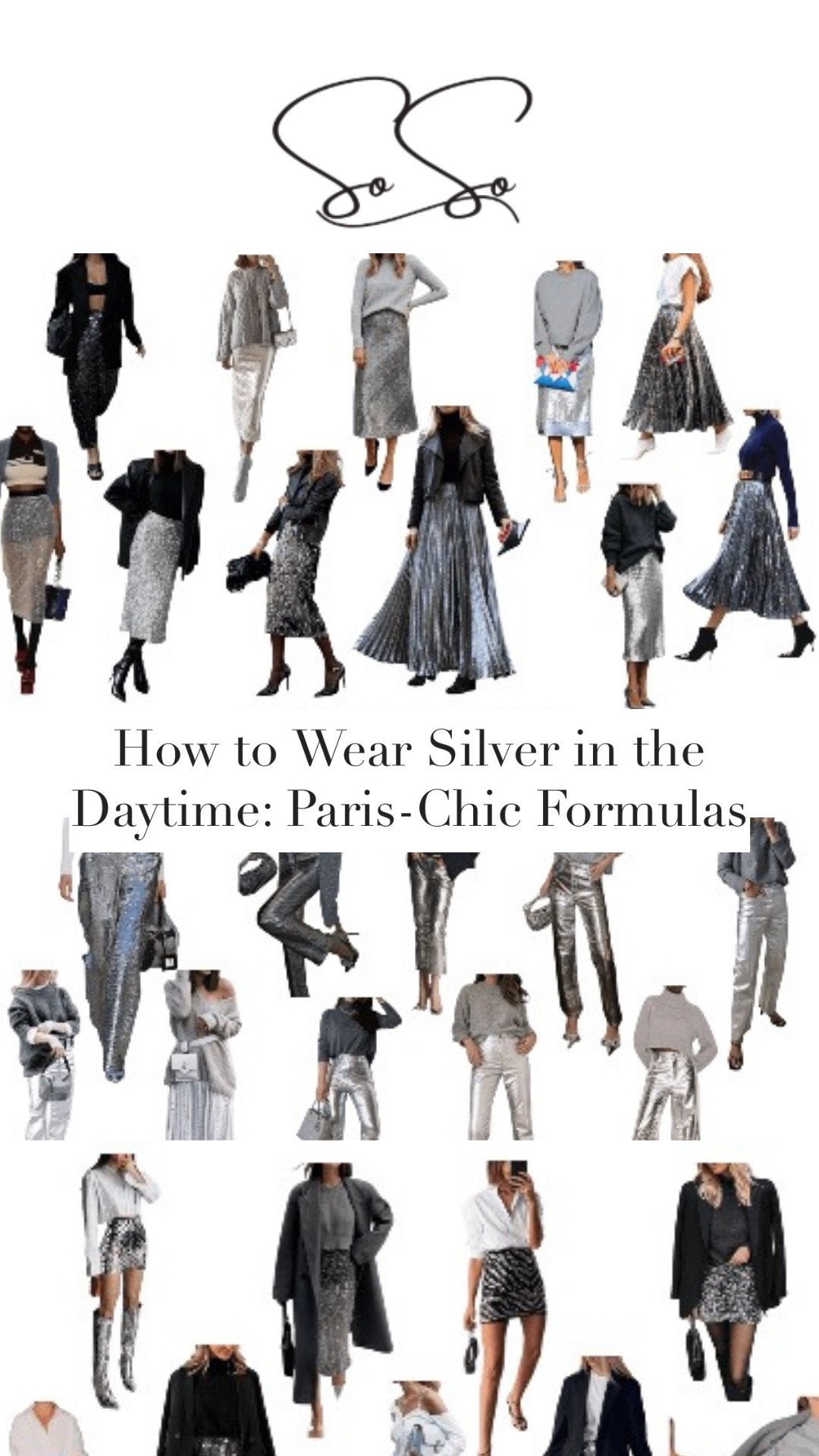 Your most saved guide this week: silver in the daytime.

12 moodboards, copy-paste formulas and a tight edit of shoes, bags, skirts, trousers, silk & denim.

Tap to shop my picks and open the full post for outfit recipes you can wear to work (not just to a party).

Read it here → lasosoff.com (see “How to Wear Silver in the Daytime: Paris-Chic Formulas”).

#SoSostyles #LaSoSoffashion

#LTKwinter #LTKpartywear #LTKfestive