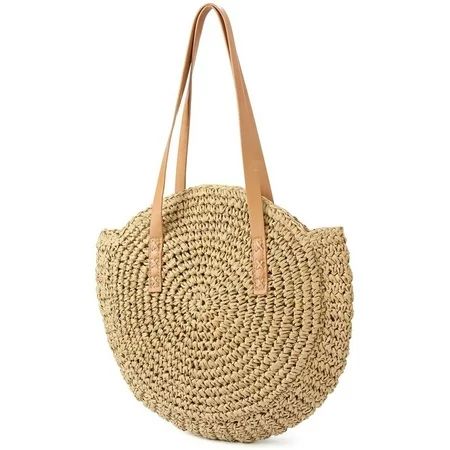 Straw Bag Women Crossbody Bag Retro Round Beach Bag Shopper Basket Bag Large Shoulder Bag Shopping B | Walmart (US)