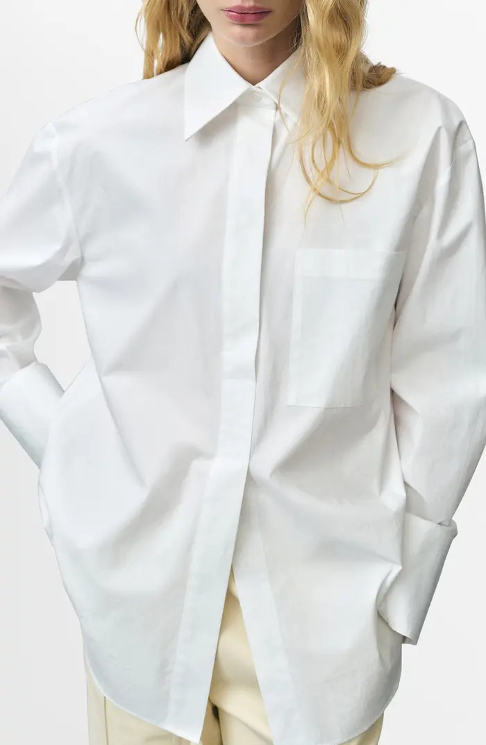MANGO Oversize Poplin Button-Up Shirt | Nordstrom | Nordstrom