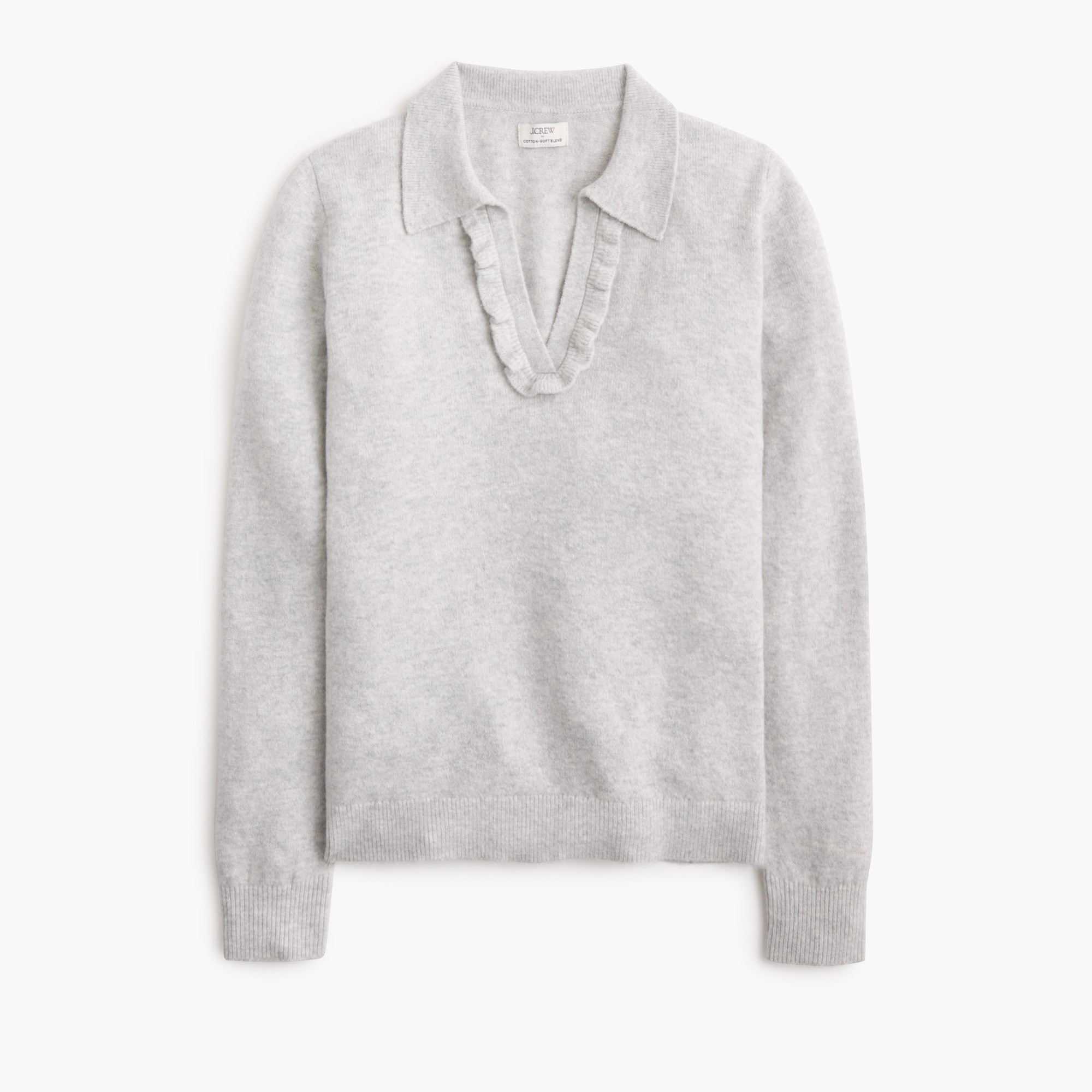 Ruffle sweater-polo in cotton-soft blend | J.Crew Factory