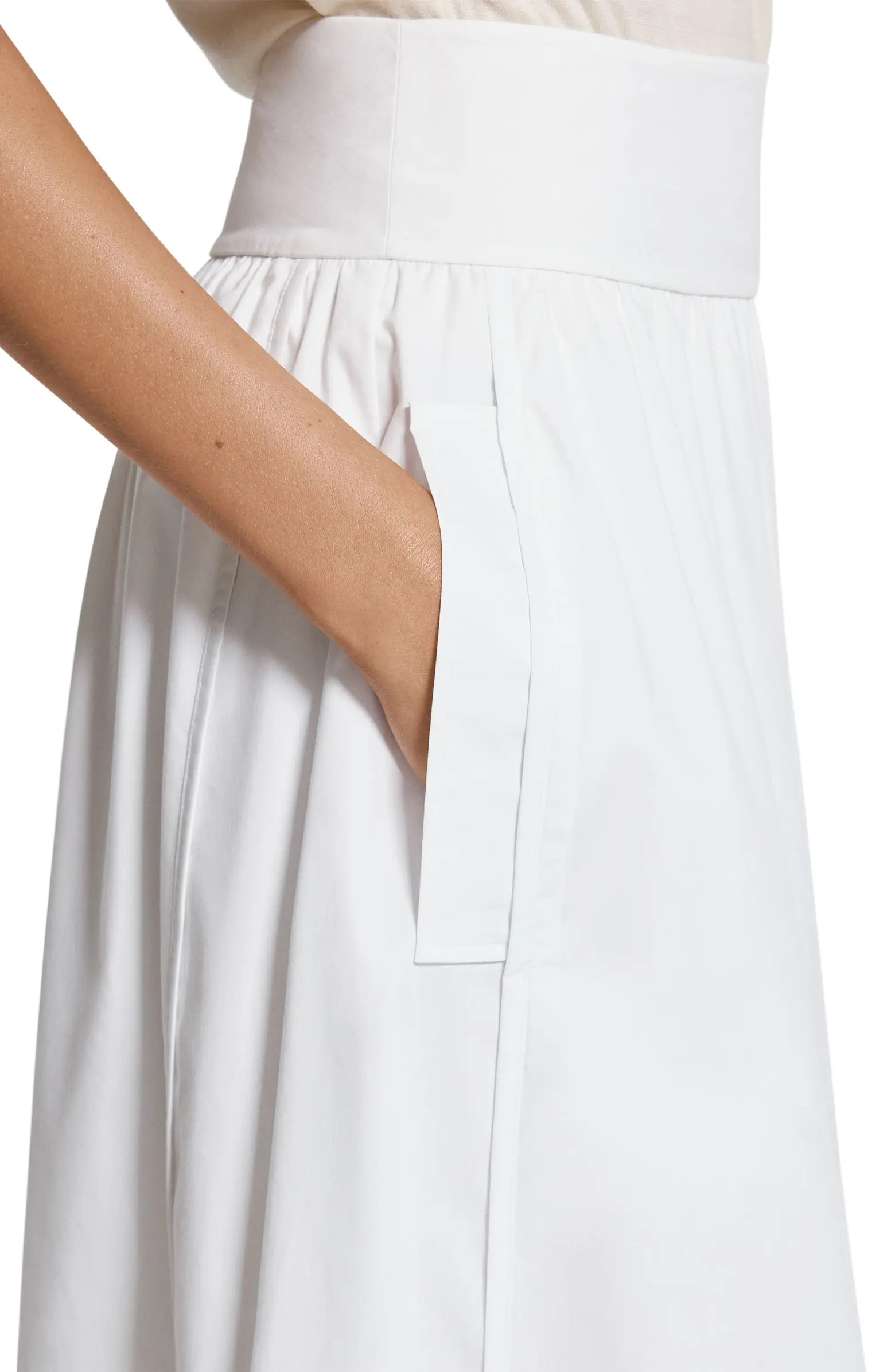 Cotton Blend A-Line Midi Skirt | Nordstrom