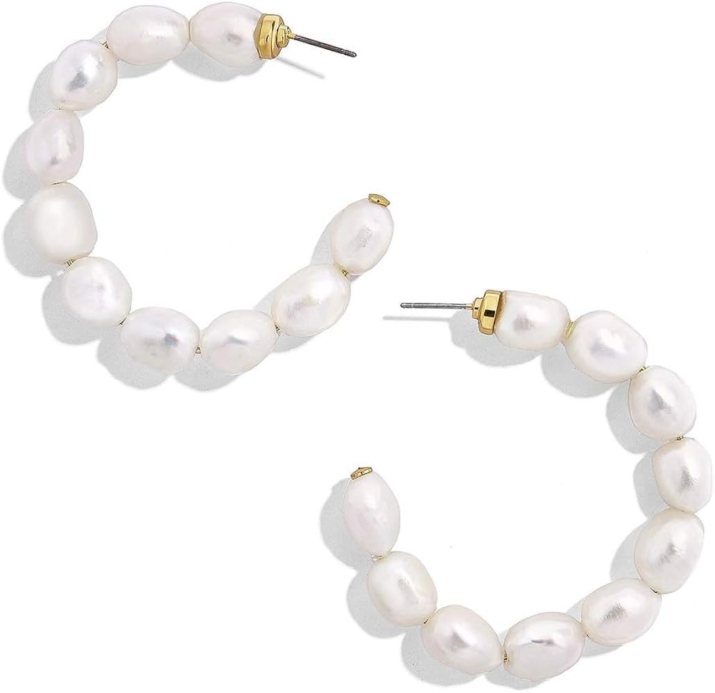 MUSE FRESHWATER PEARL LARGE HOOP EARRINGS | Amazon (US)