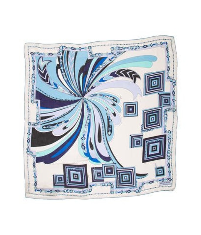 Emilio Pucci Silk Printed Scarf w/ Tags Blue Emilio Pucci Silk Printed Scarf w/ Tags | The RealReal
