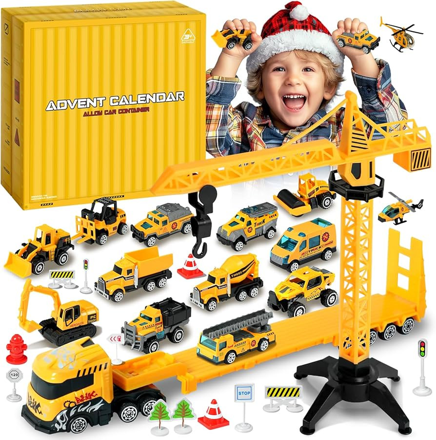 Advent Calendar 2025 for Kids Toys Engineering Vehicles Alloy Different Car Set Stocking Stuffer ... | Amazon (US)