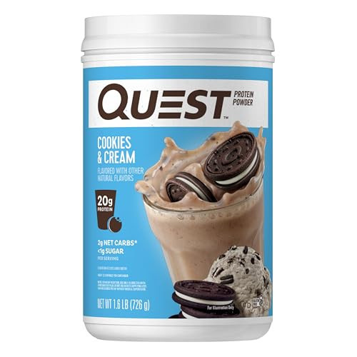 Quest Nutrition Cookies & Cream Protein Powder, 20g Protein, 1g Sugar, Low Carb, Gluten Free, 1.6 Pound, 24 Servings | Amazon (US)