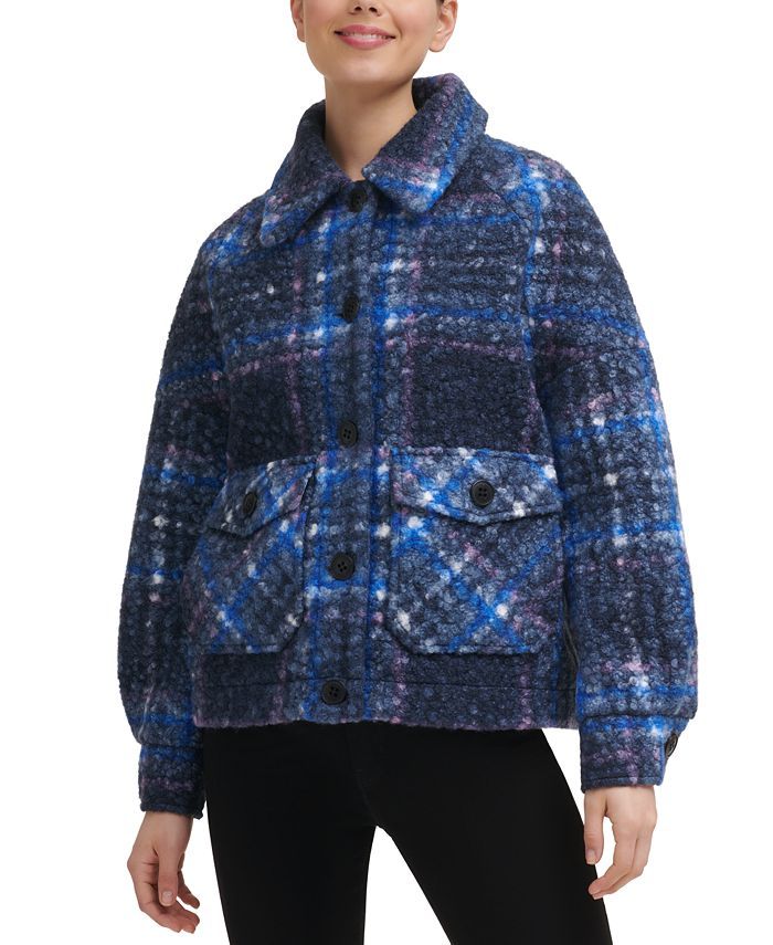 Calvin Klein Plaid Shirt Jacket, Created for Macy's & Reviews - Coats & Jackets - Women - Macy's | Macys (US)