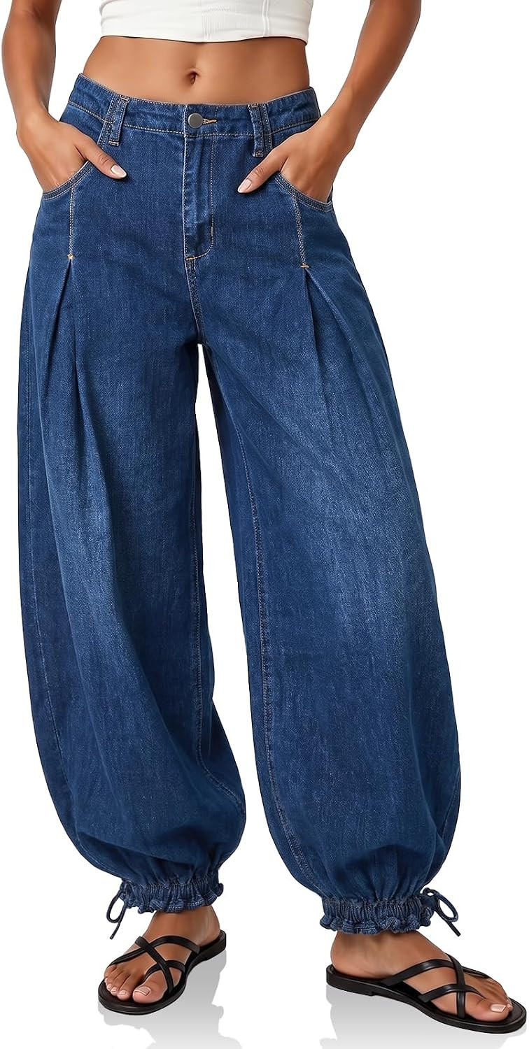 Cicy Bell Womans Baggy High Waisted Balloon Pleated Wide Leg Jeans | Amazon (US)