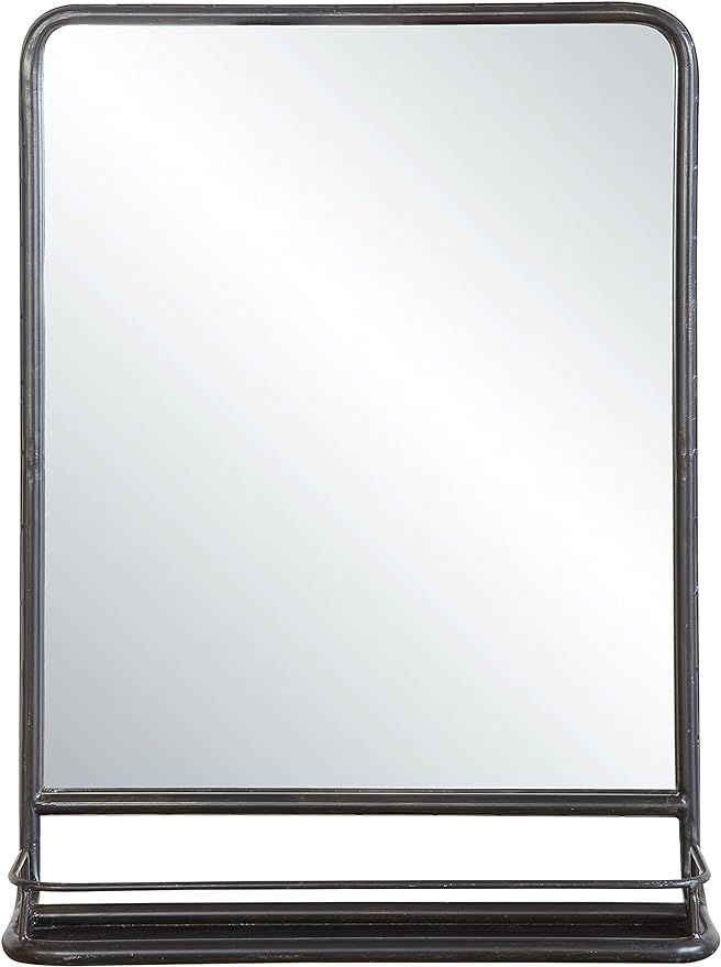 Creative Co-op DA4675 Rectangle Metal Wall Mirror with Shelf, Single Vanity, Distressed Black | Amazon (US)