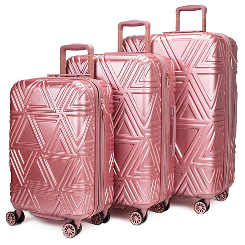Badgley Mischka Contour 3-Piece Expandable Spinner Luggage Set - Metallic | HSN