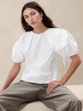 Laila Puff-Sleeve Poplin Top | Banana Republic (US)