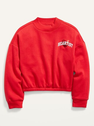 Mock-Neck Cinched-Hem Graphic Sweatshirt for Girls | Old Navy (US)
