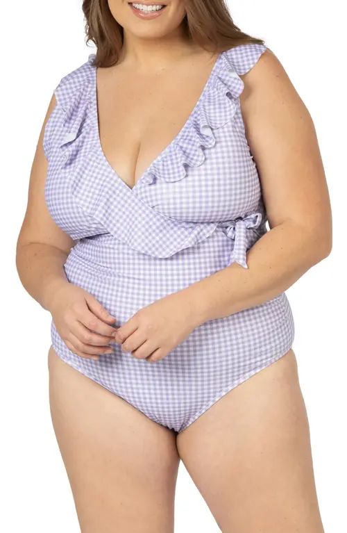 Kindred Bravely One-Piece Maternity/Nursing Swimsuit in Lavender Gingham at Nordstrom, Size X-Large | Nordstrom