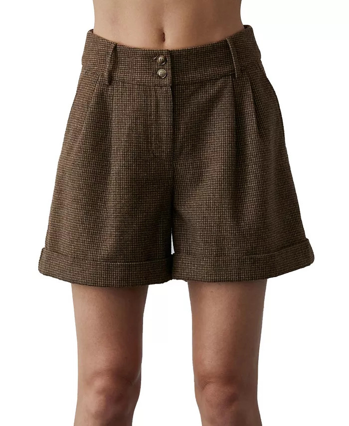 CRESCENT Women's Lexie Mini Hounds tooth Shorts - Macy's | Macy's
